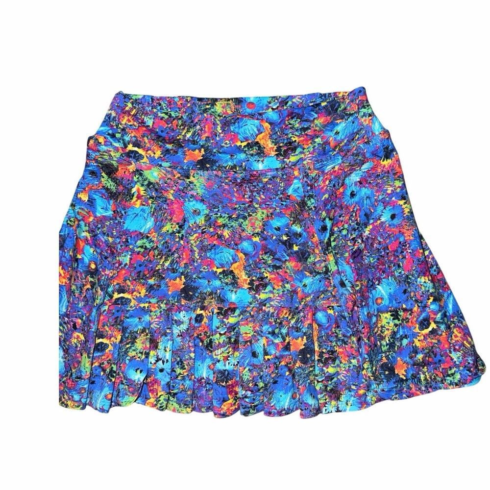 Dona Jo Athletic Skort Multicolored Splatter-Print Performance Tennis Golf Skirt